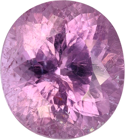 Oval cut cuprian tourmaline, 14.18 by 12.7 mm, shown at actual size
