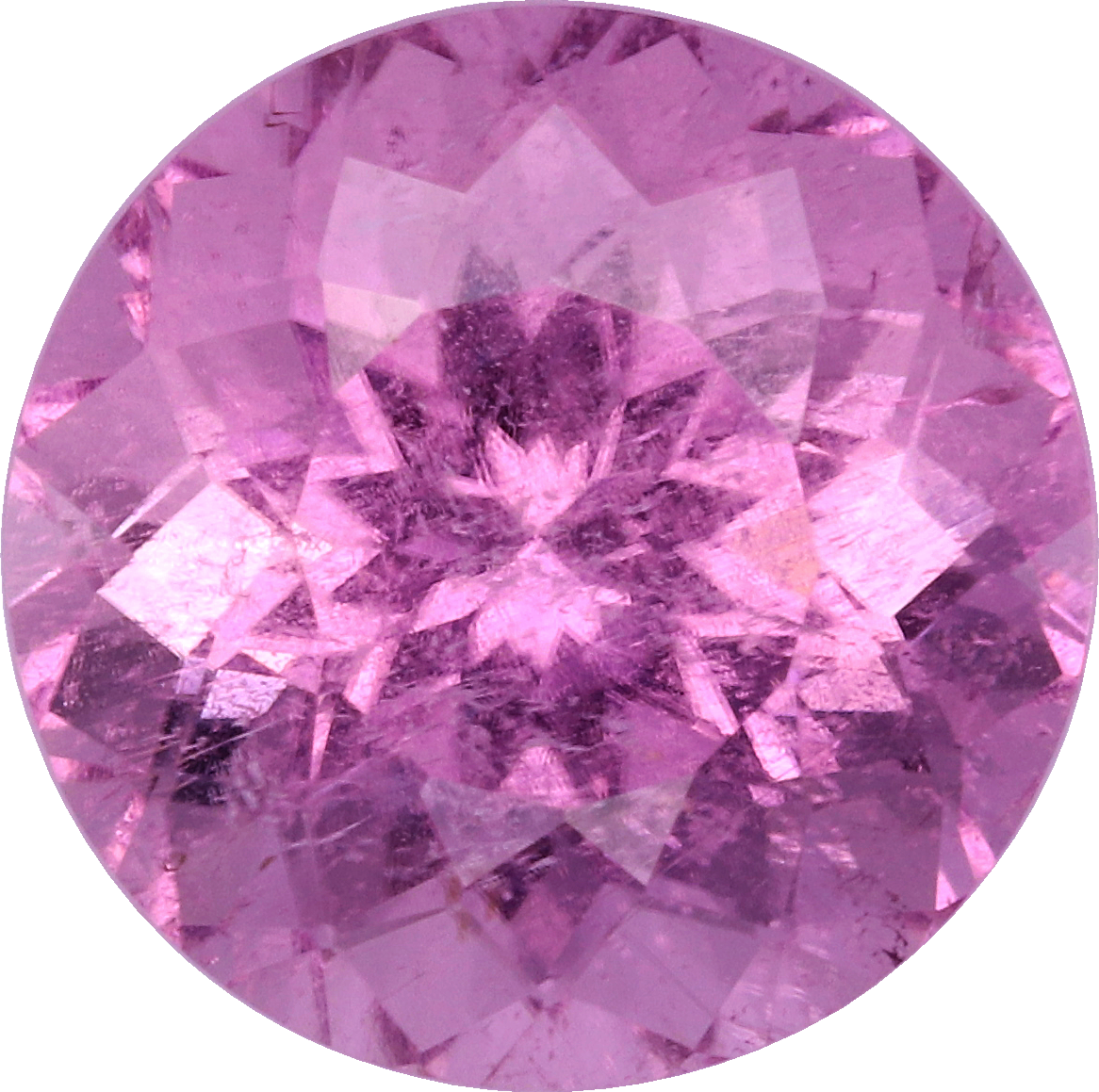 Round cut cuprian tourmaline, 9.8 by 9.76 mm, shown at actual size