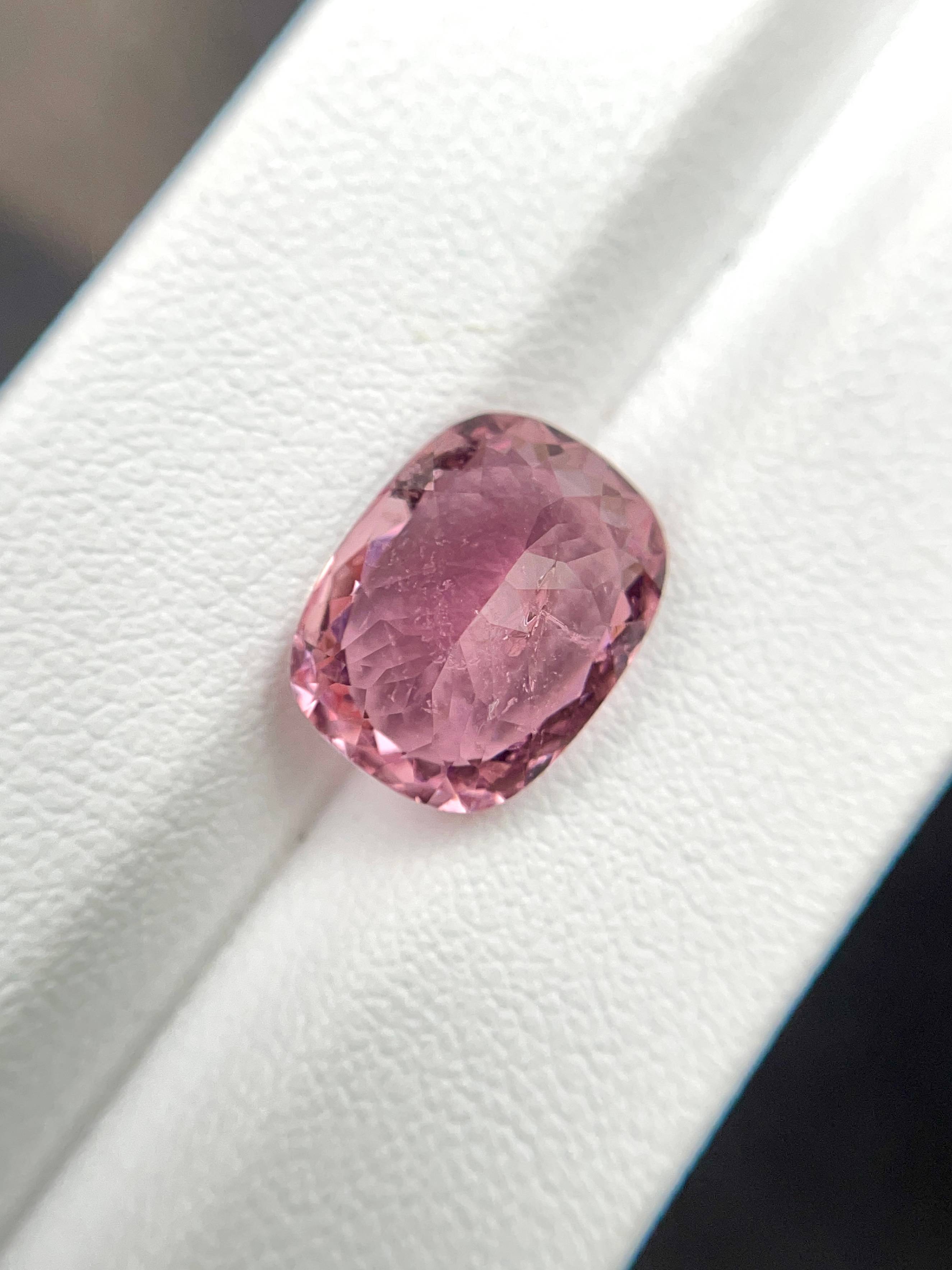 bubblegum pink cuprian tourmaline, 5.88ct cushion cut — view 6