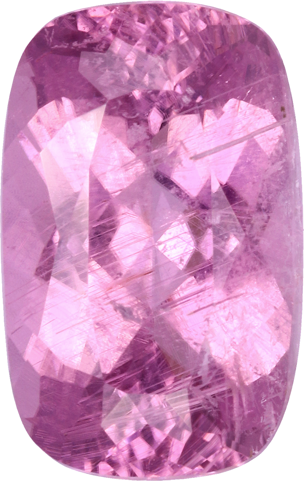 Cushion cut cuprian tourmaline, 14.44 by 9.14 mm, shown at actual size