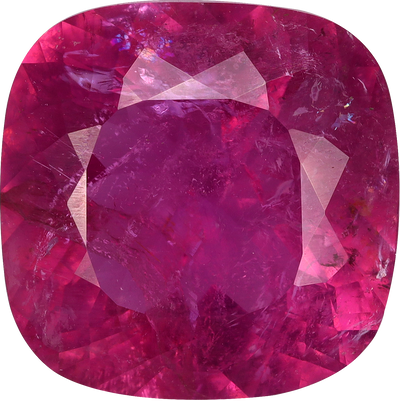 Cushion cut cuprian tourmaline, 13.18 by 13.1 mm, shown at actual size