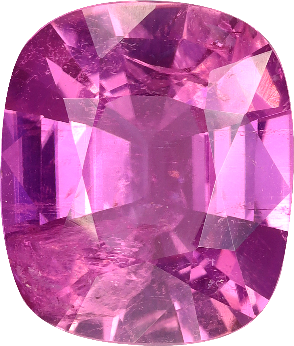 Cushion cut cuprian tourmaline, 14.1 by 12 mm, shown at actual size