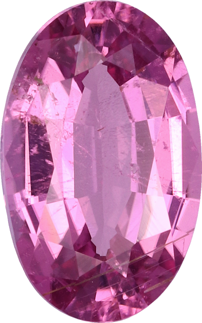 Oval cut cuprian tourmaline, 8.25 by 5.2 mm, shown at actual size