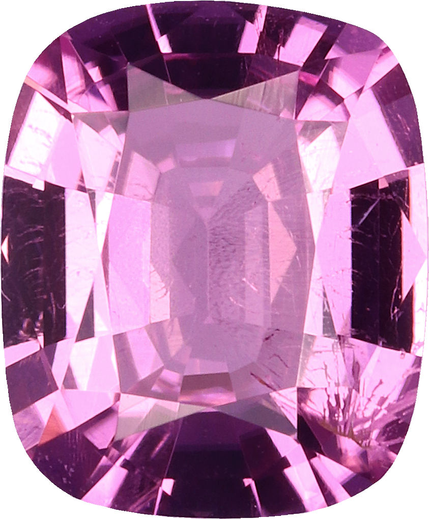 Cushion cut cuprian tourmaline, 7.21 by 5.95 mm, shown at actual size