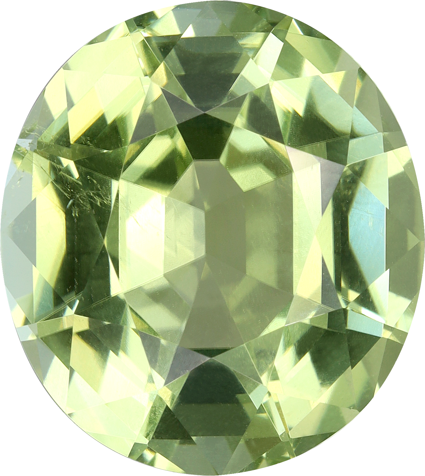 Oval cut cuprian tourmaline, 15.72 by 14.08 mm, shown at actual size