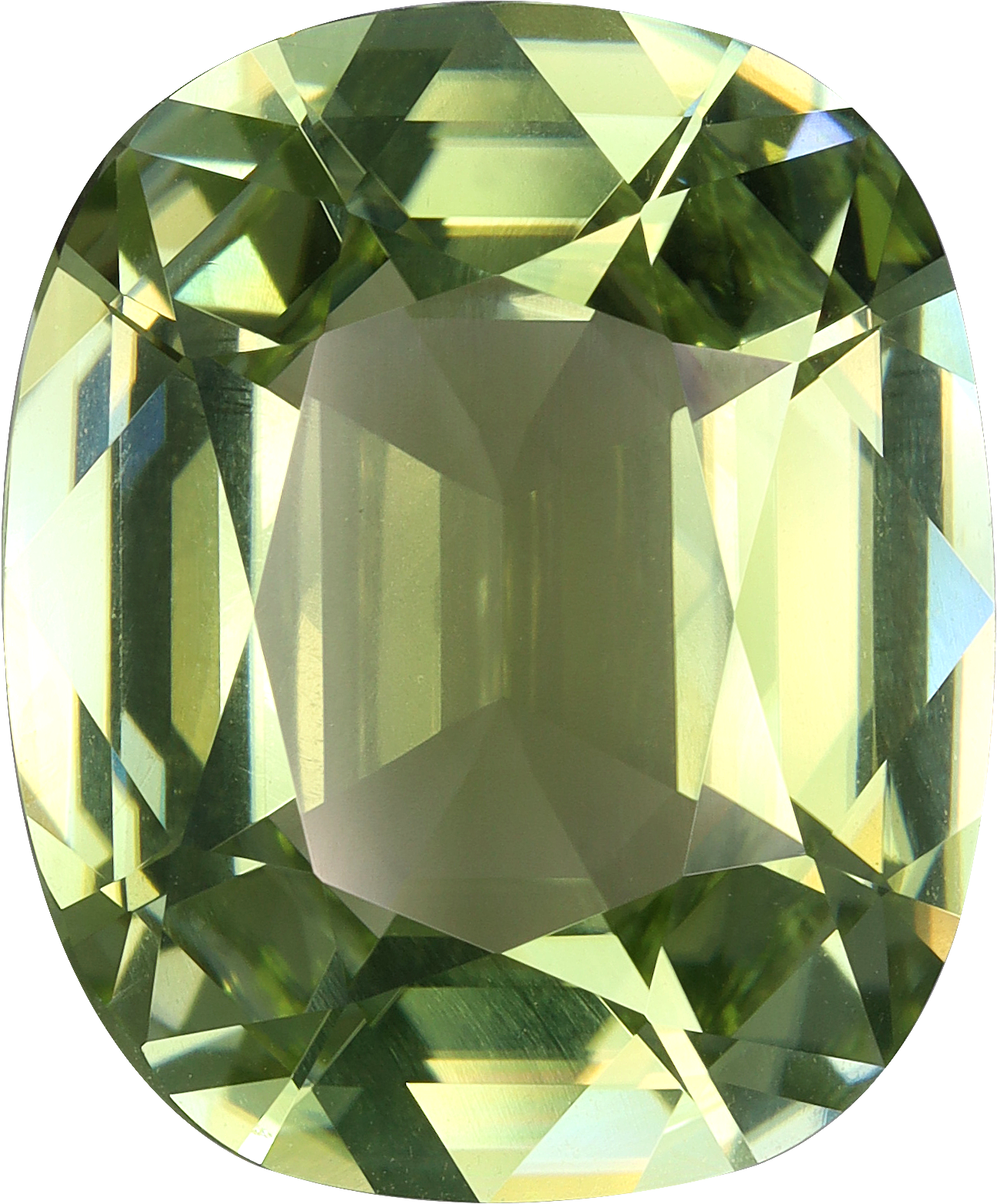 Cushion cut cuprian tourmaline, 14.97 by 12.38 mm, shown at actual size