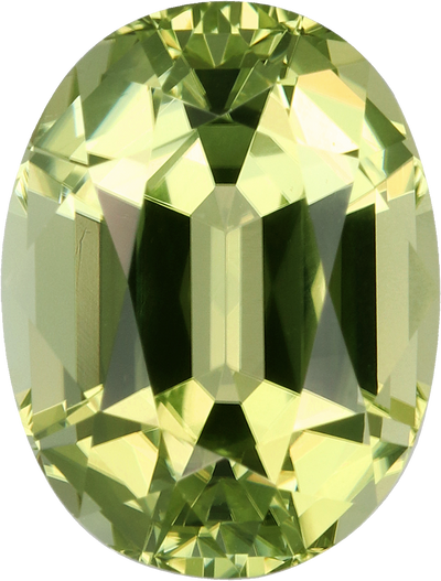 Oval cut cuprian tourmaline, 10.94 by 8.31 mm, shown at actual size