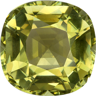 Cushion cut cuprian tourmaline, 17.49 by 17.46 mm, shown at actual size