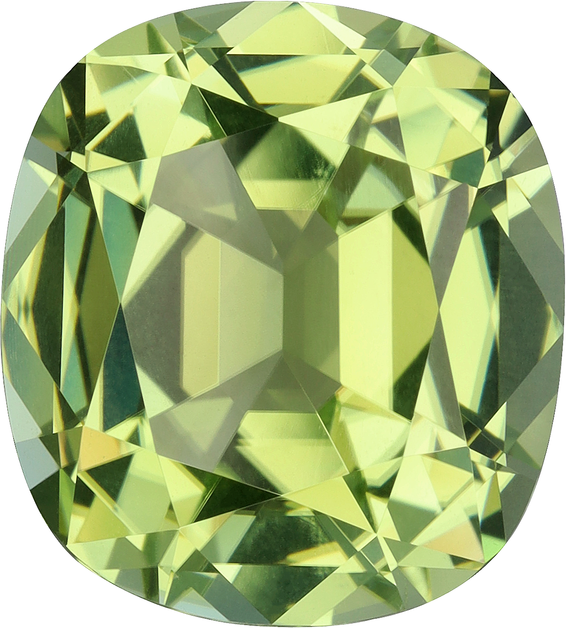 Cushion cut cuprian tourmaline, 13.98 by 12.63 mm, shown at actual size