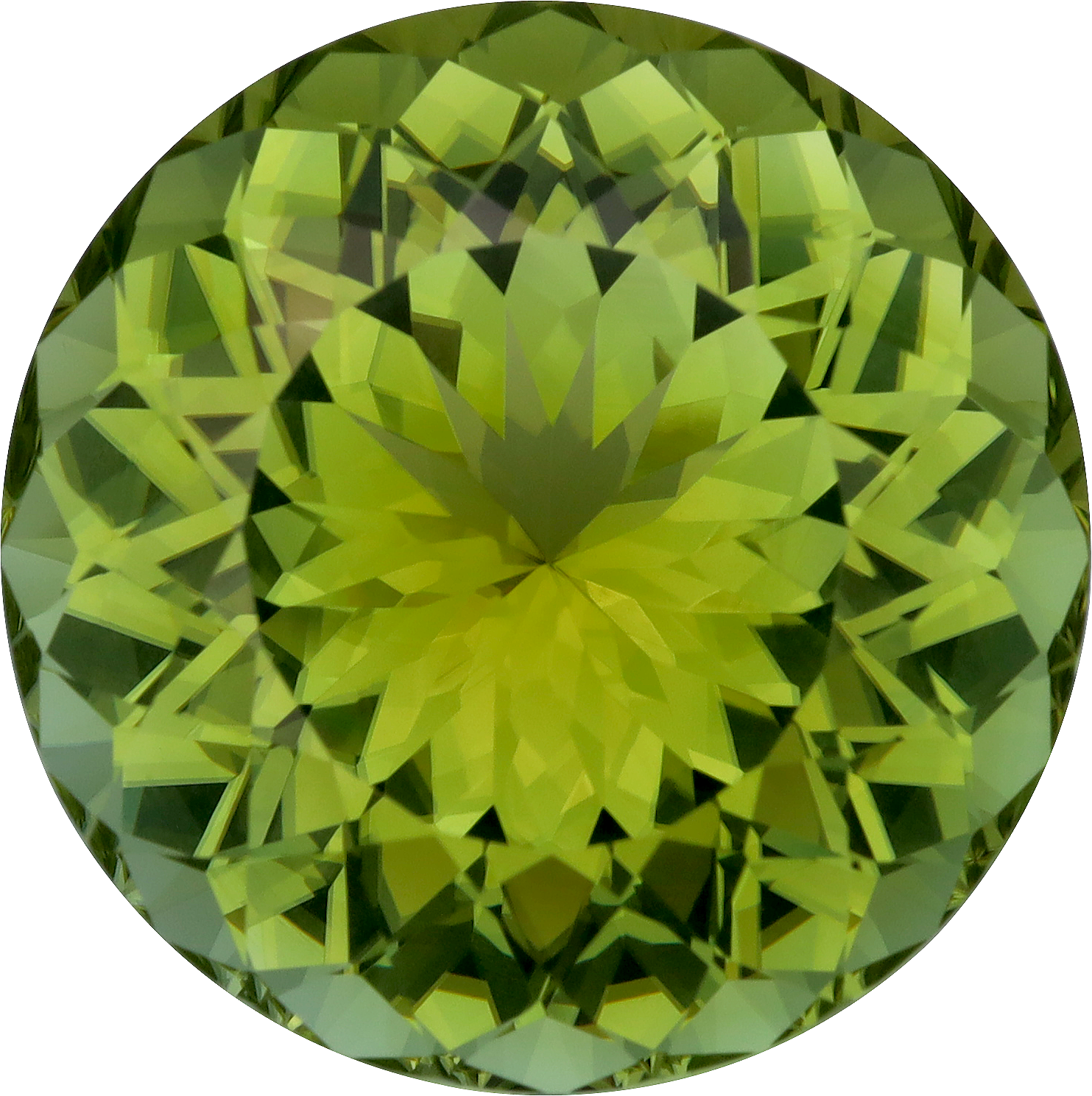 Round cut cuprian tourmaline, 20.26 by 20.22 mm, shown at actual size