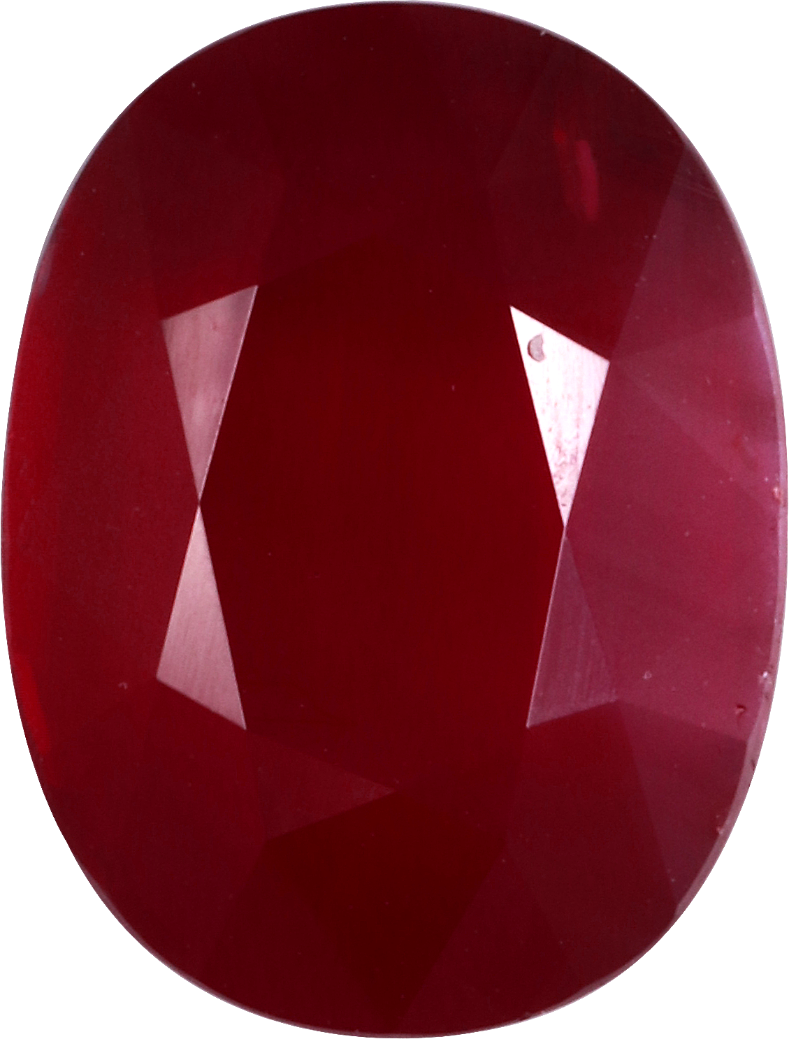 Oval cut mozambique ruby, 10.67 by 8.07 mm, shown at actual size