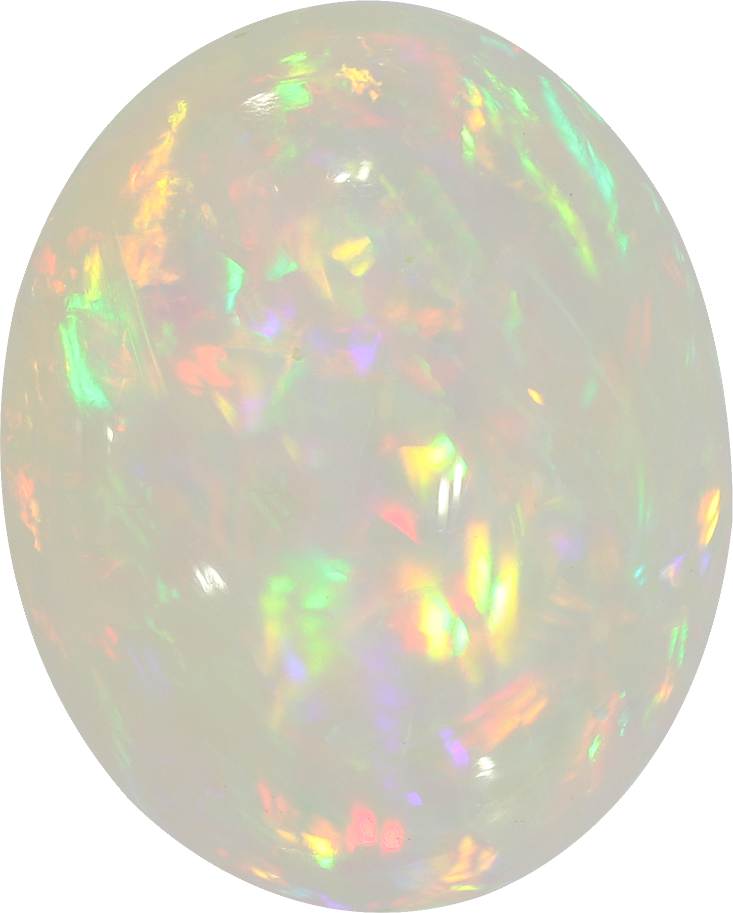 Oval cut ethiopian opal, 16.25 by 13.12 mm, shown at actual size