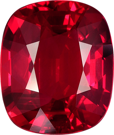 Cushion cut mozambique ruby, 11.05 by 9.33 mm, shown at actual size