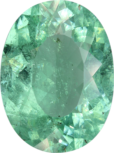 Oval cut paraiba tourmaline, 18.96 by 14.17 mm, shown at actual size