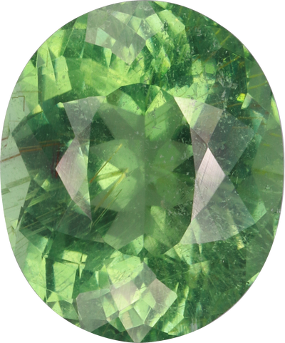 Oval cut paraiba tourmaline, 12 by 10 mm, shown at actual size