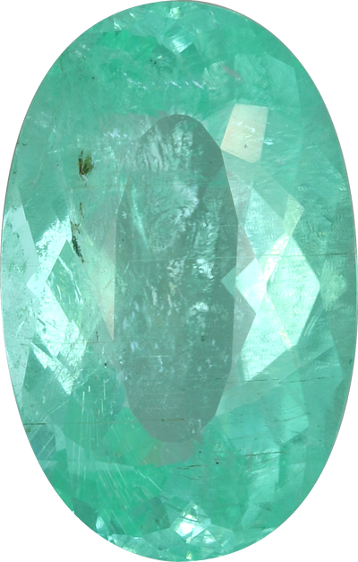 Oval cut paraiba tourmaline, 18.63 by 11.86 mm, shown at actual size