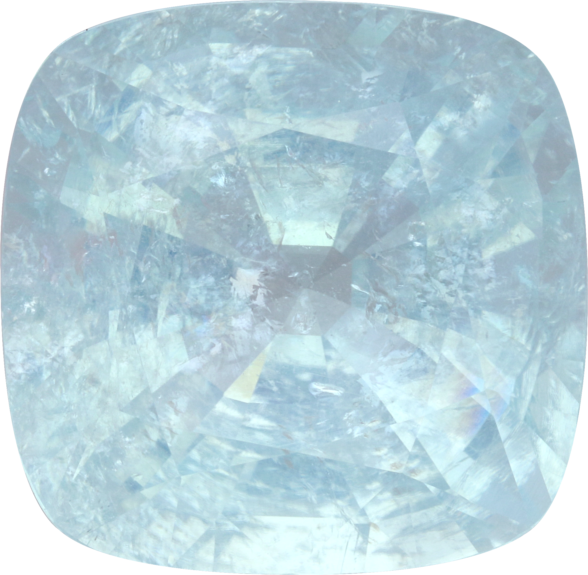 Cushion cut paraiba tourmaline, 22 by 21.6 mm, shown at actual size