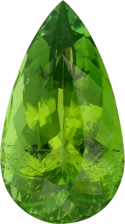 Pear cut paraiba tourmaline, 24.32 by 13.57 mm, shown at actual size