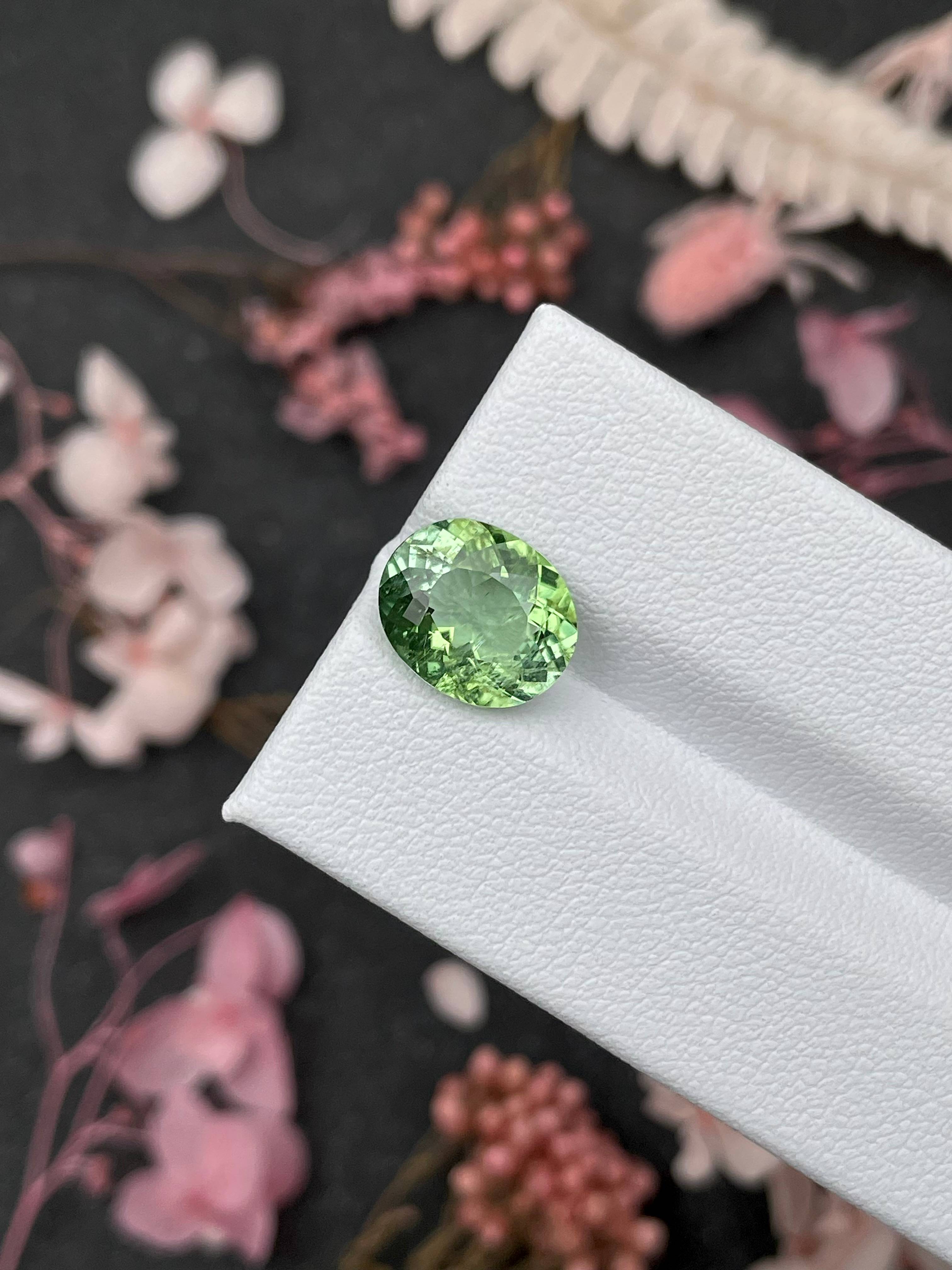 pistachio green paraiba tourmaline, 3.57ct oval cut — view 5
