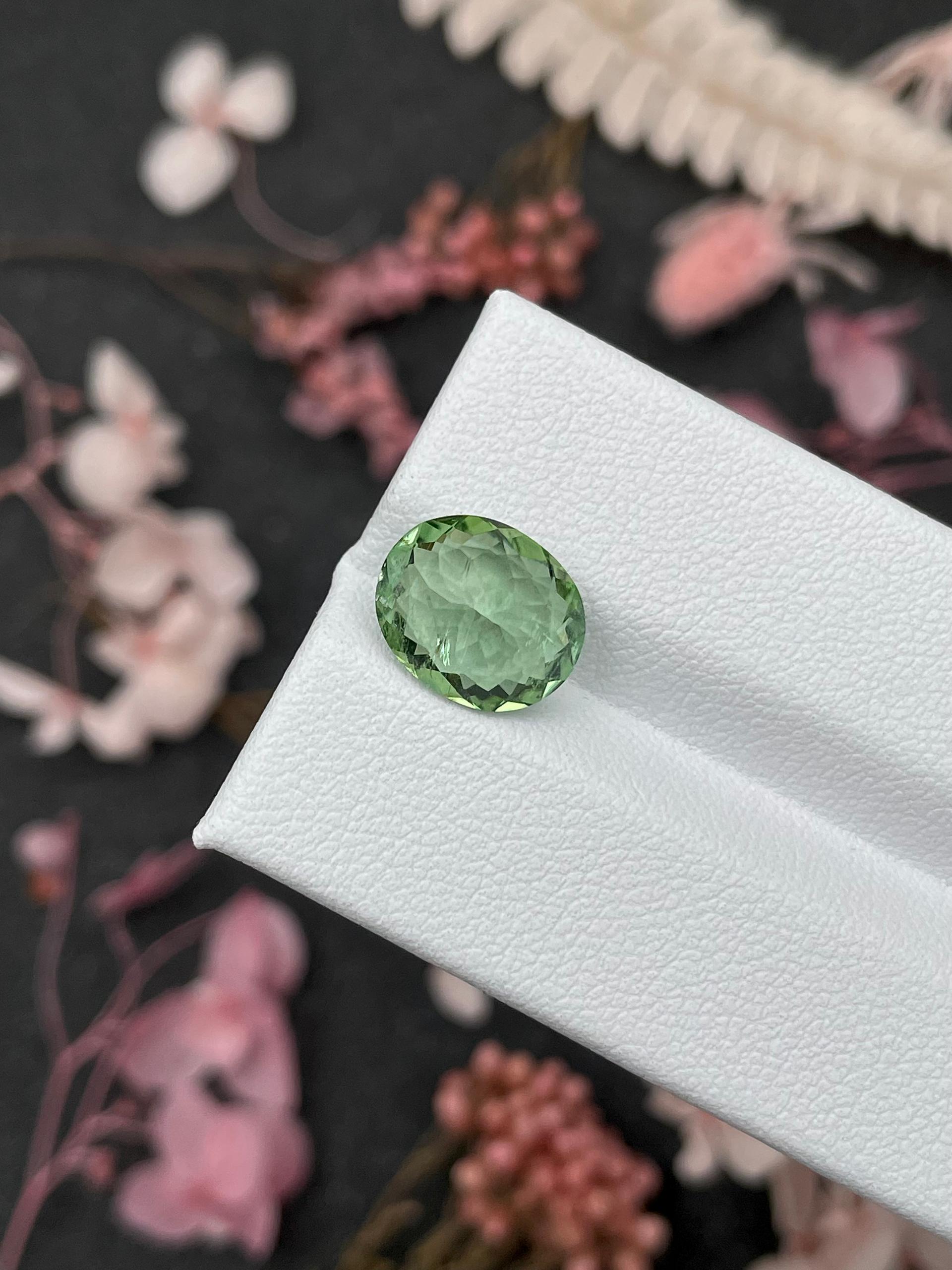 pistachio green paraiba tourmaline, 3.57ct oval cut — view 6