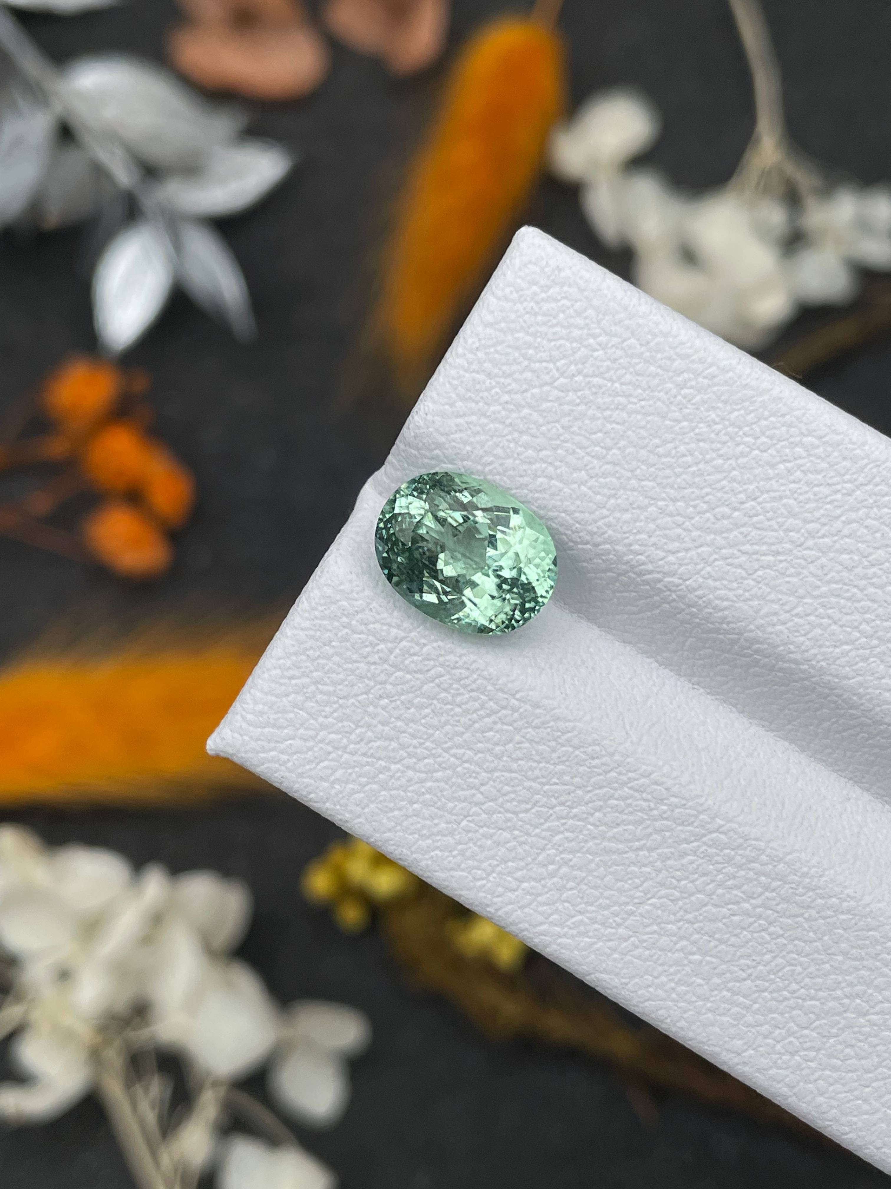 pistachio green paraiba tourmaline, 3.57ct oval cut — view 7