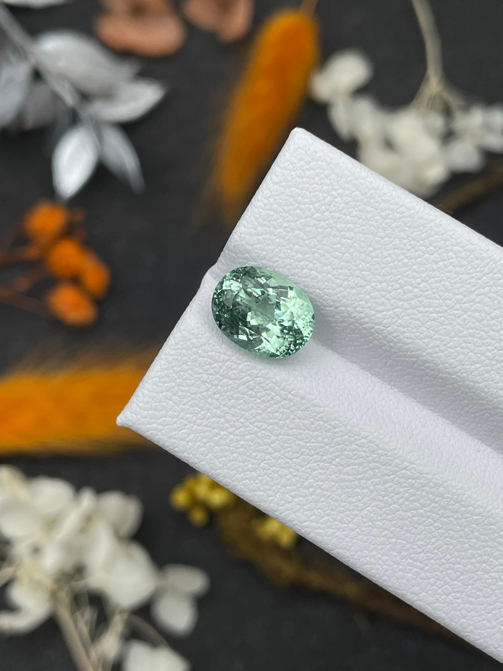 pistachio green paraiba tourmaline, 3.57ct oval cut — view 7