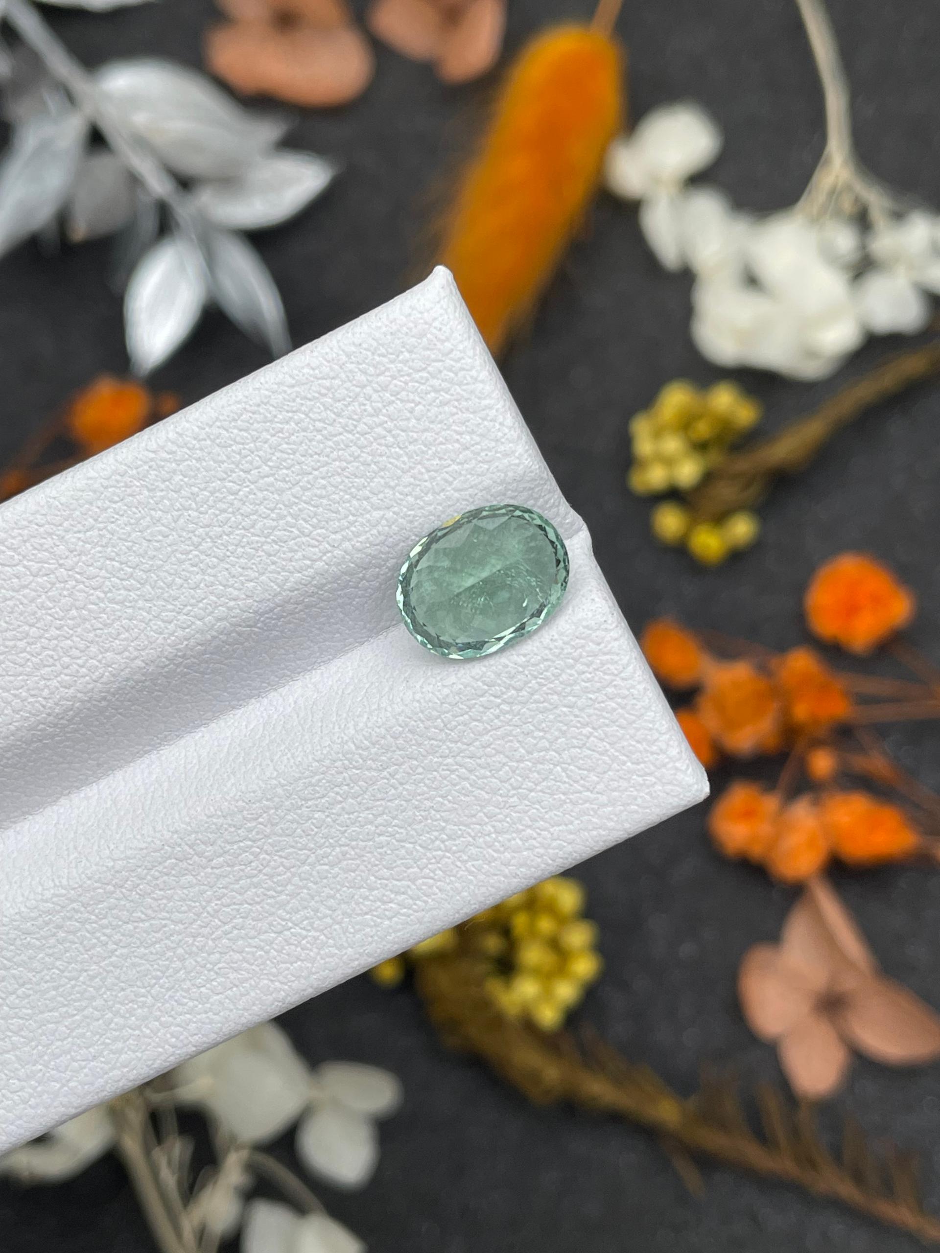 pistachio green paraiba tourmaline, 3.57ct oval cut — view 8
