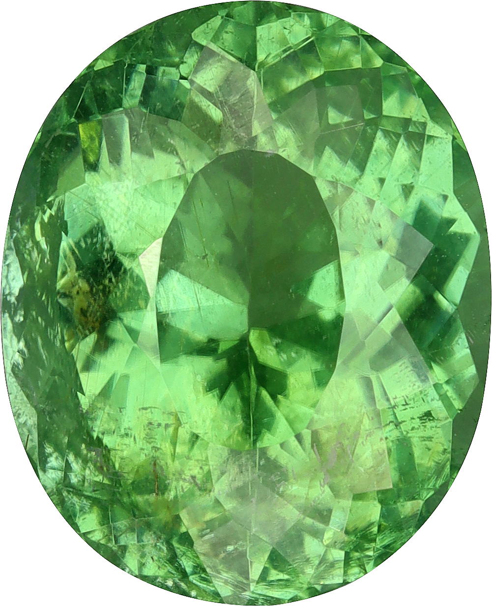 Oval cut paraiba tourmaline, 12 by 9.8 mm, shown at actual size