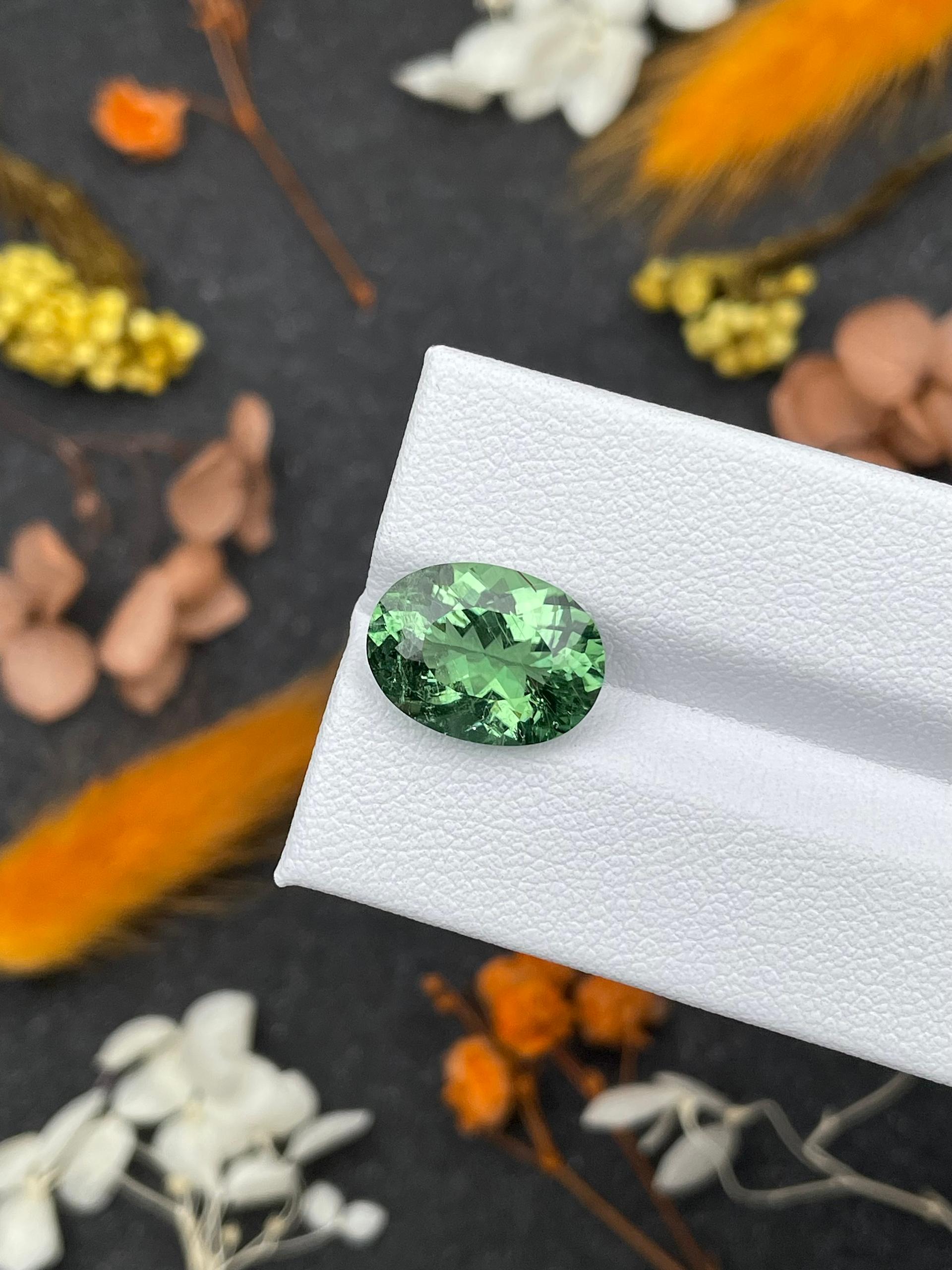 cotton green paraiba tourmaline, 5.44ct oval cut — view 5
