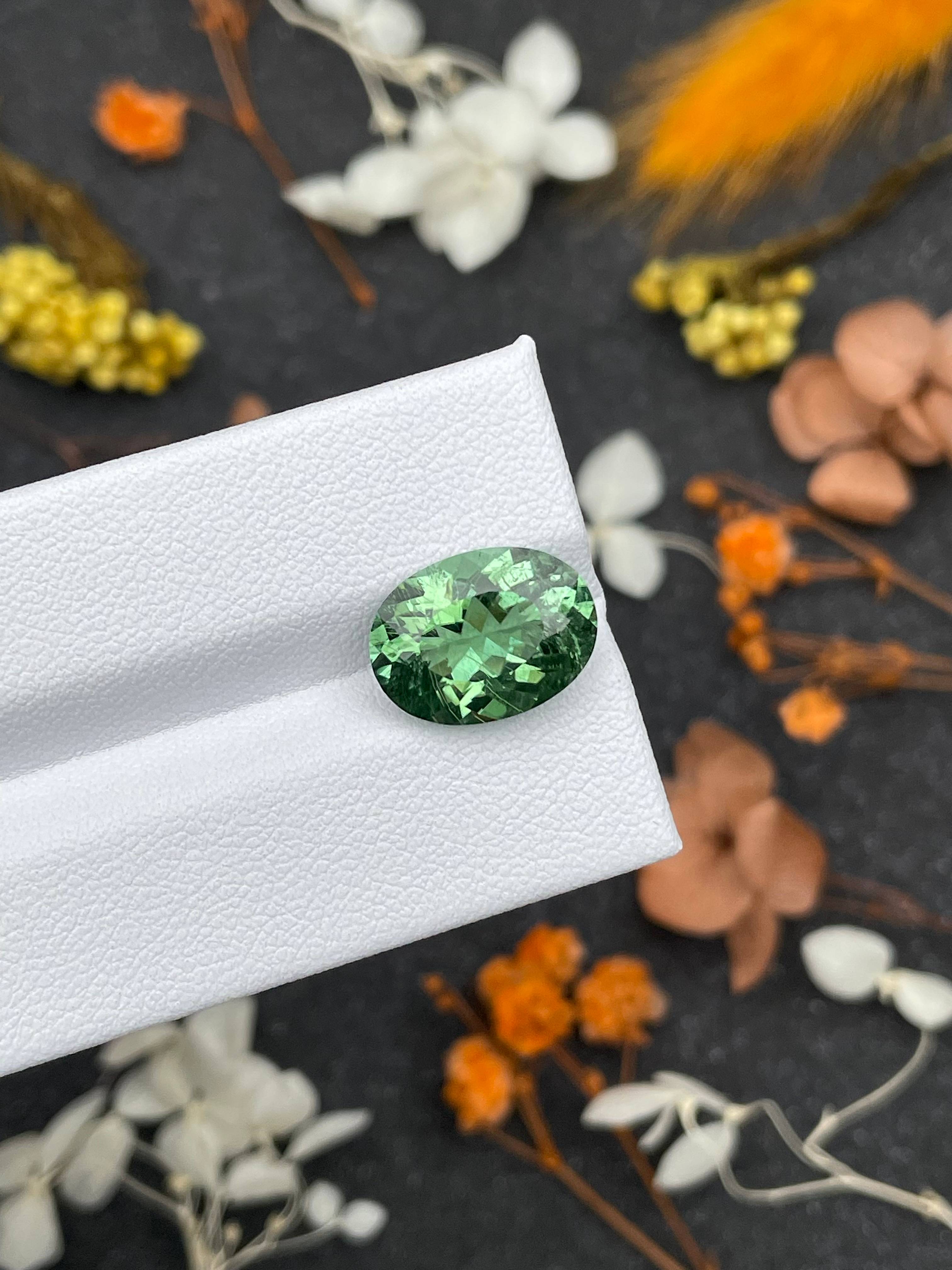 cotton green paraiba tourmaline, 5.44ct oval cut — view 6
