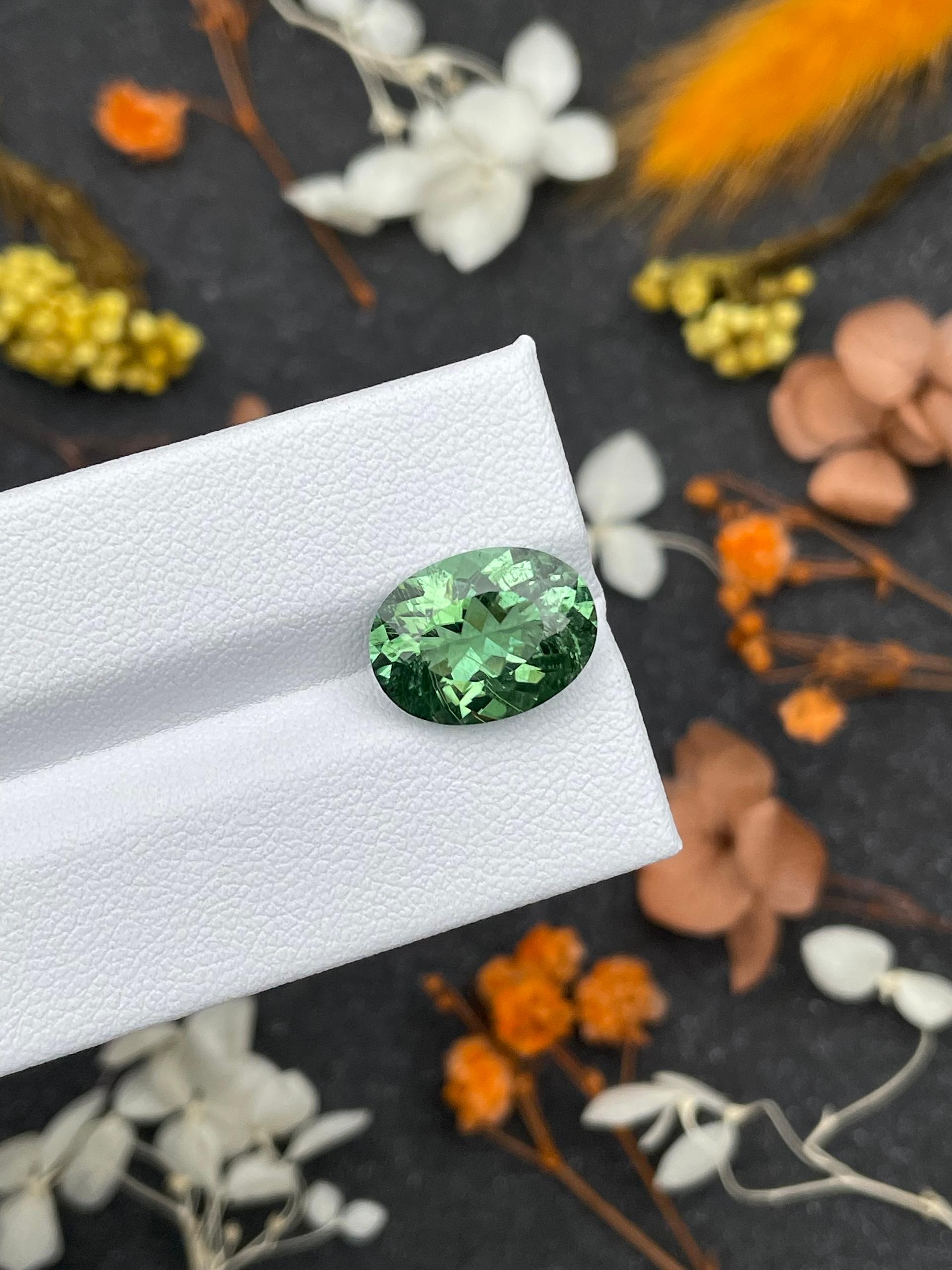 cotton green paraiba tourmaline, 5.44ct oval cut — view 6
