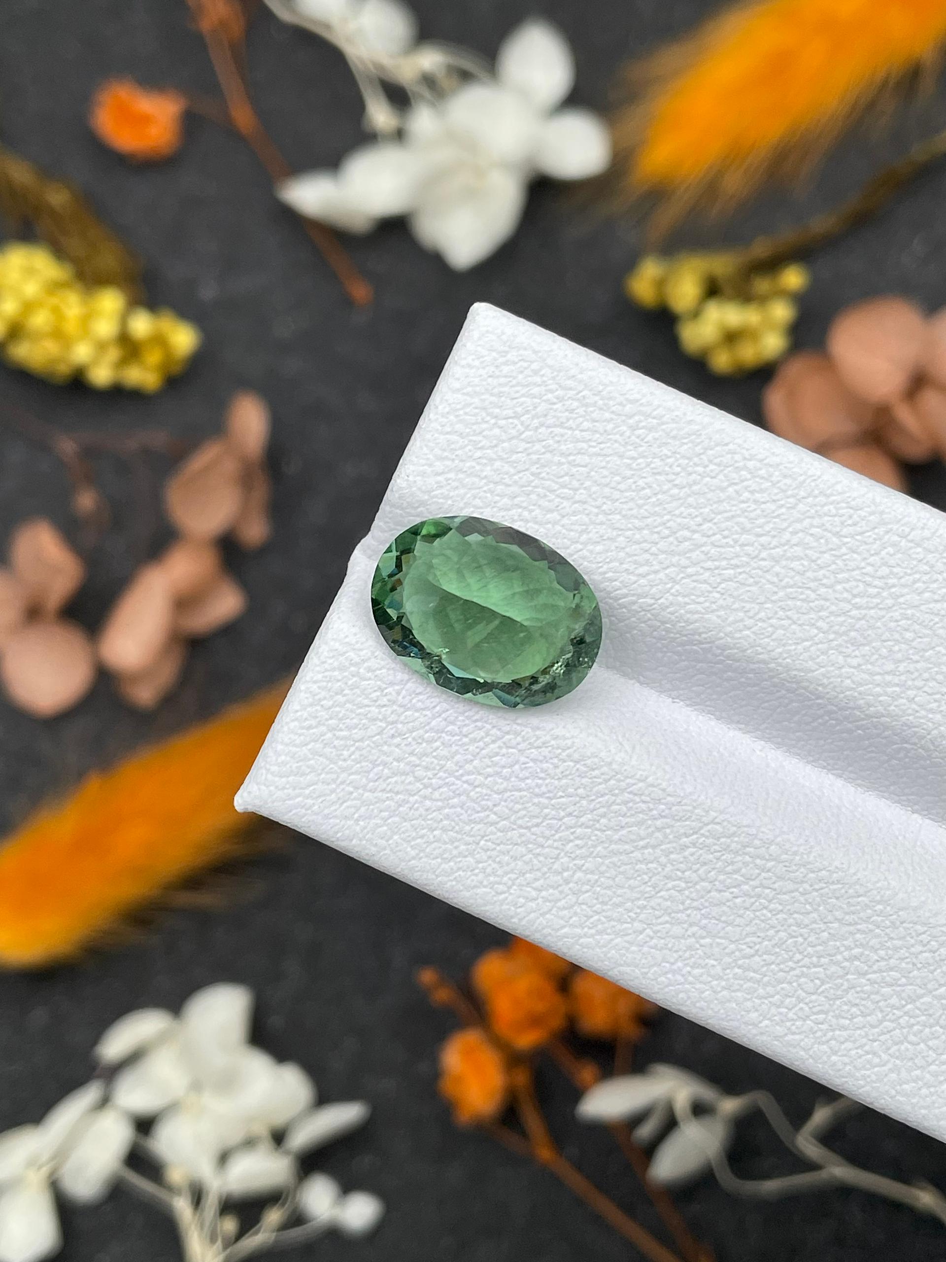 cotton green paraiba tourmaline, 5.44ct oval cut — view 7