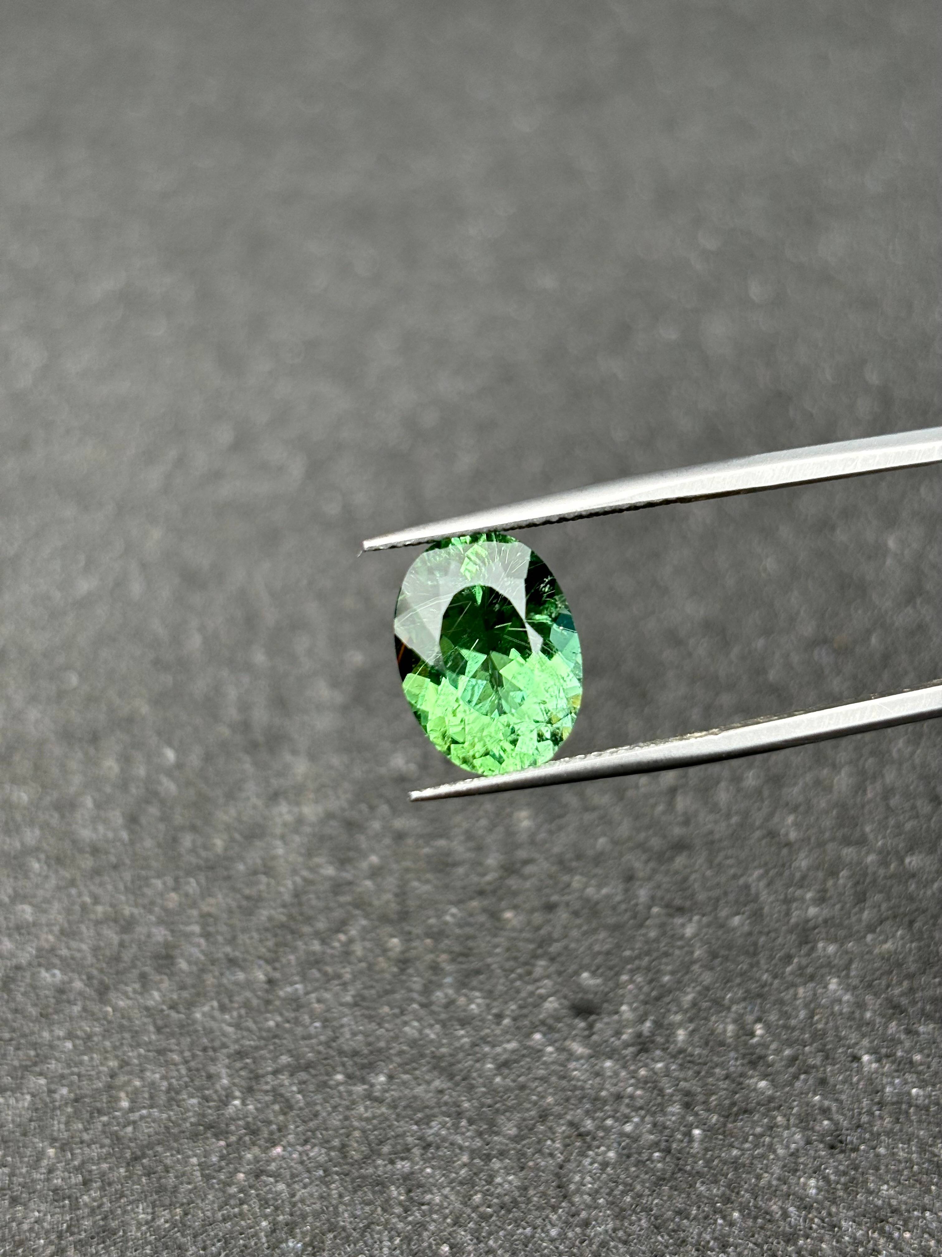 cotton green paraiba tourmaline, 5.44ct oval cut — view 8