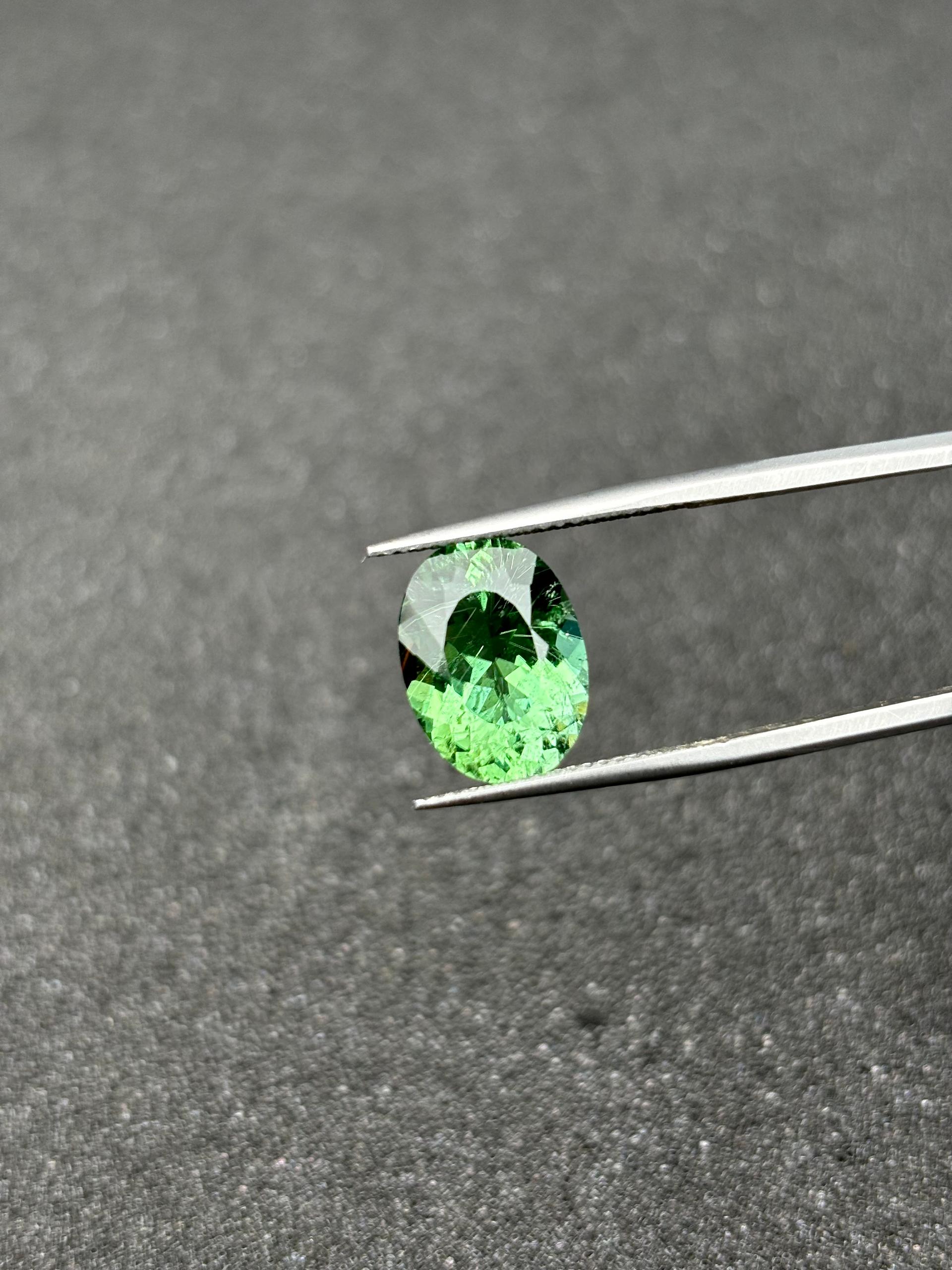 cotton green paraiba tourmaline, 5.44ct oval cut — view 8
