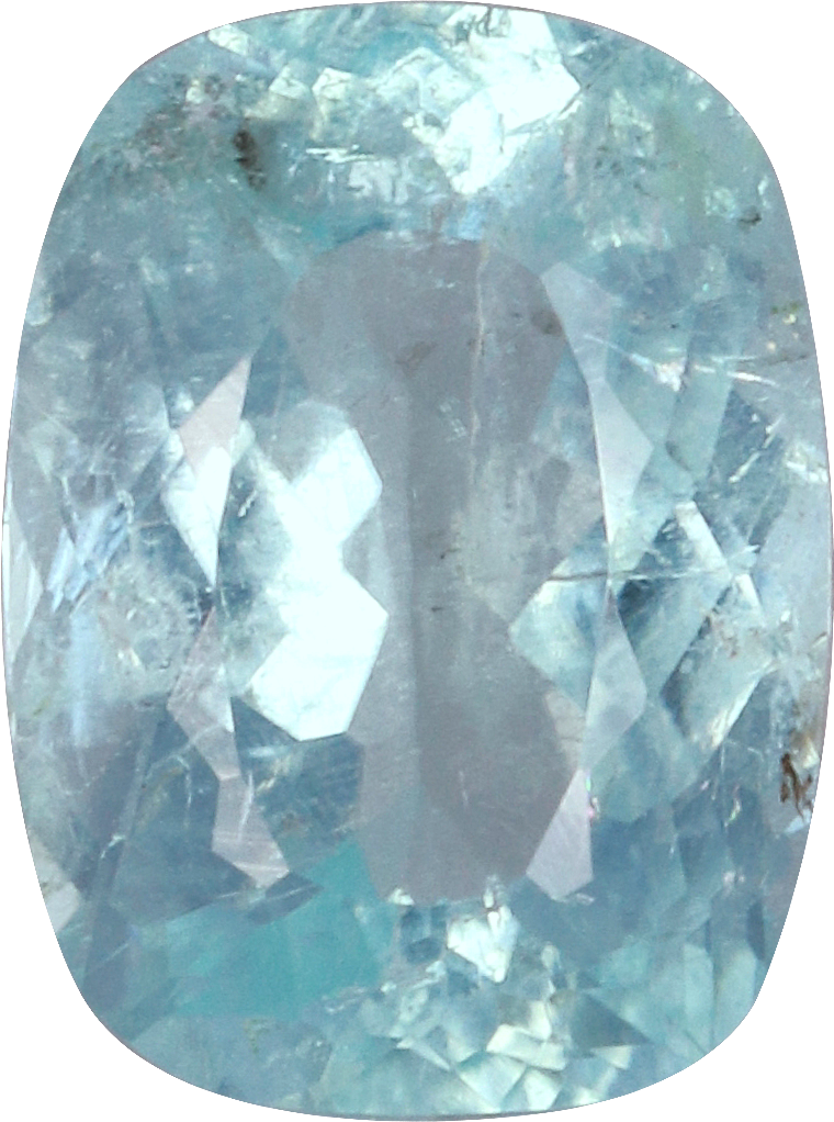 Cushion cut paraiba tourmaline, 6.53 by 4.8 mm, shown at actual size
