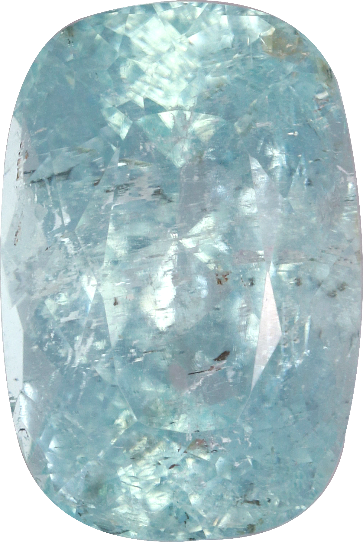 Cushion cut paraiba tourmaline, 12.2 by 8.17 mm, shown at actual size