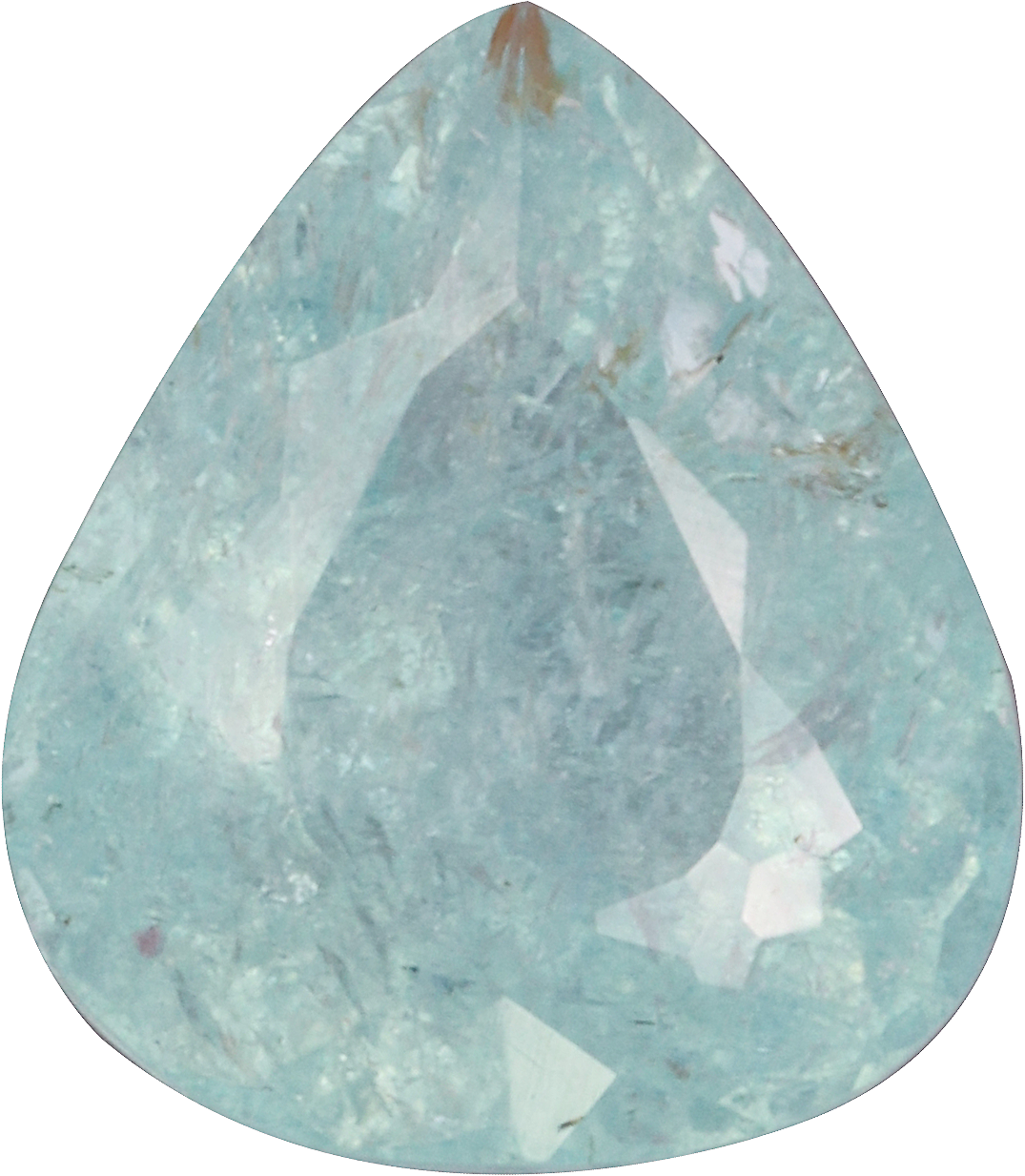 Pear cut paraiba tourmaline, 8.58 by 7.49 mm, shown at actual size