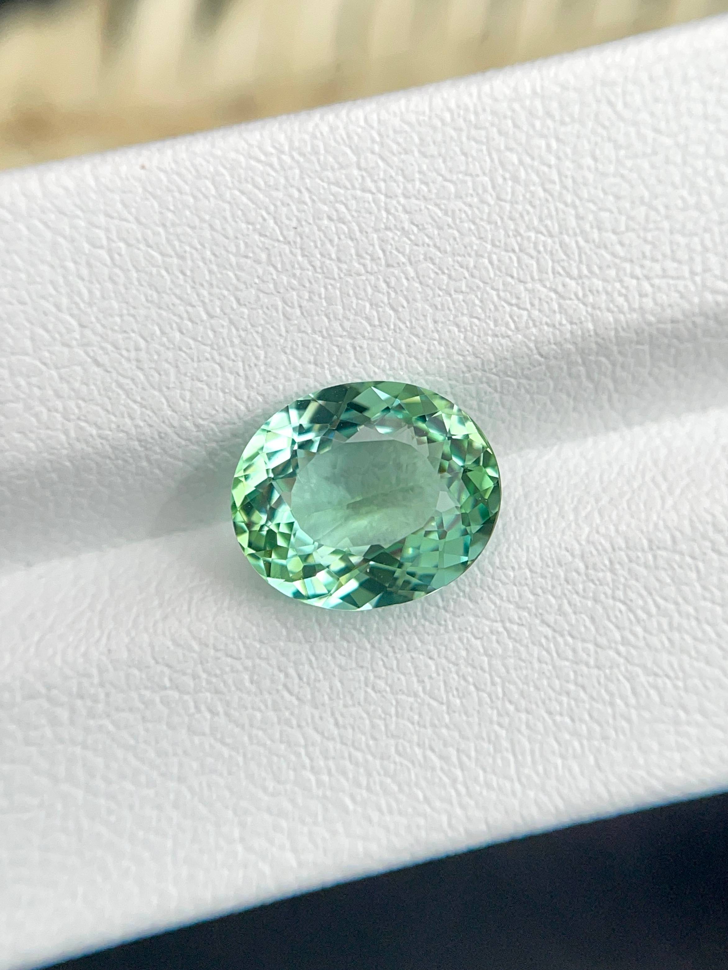 seafoam green paraiba tourmaline, 3.87ct oval cut — view 5
