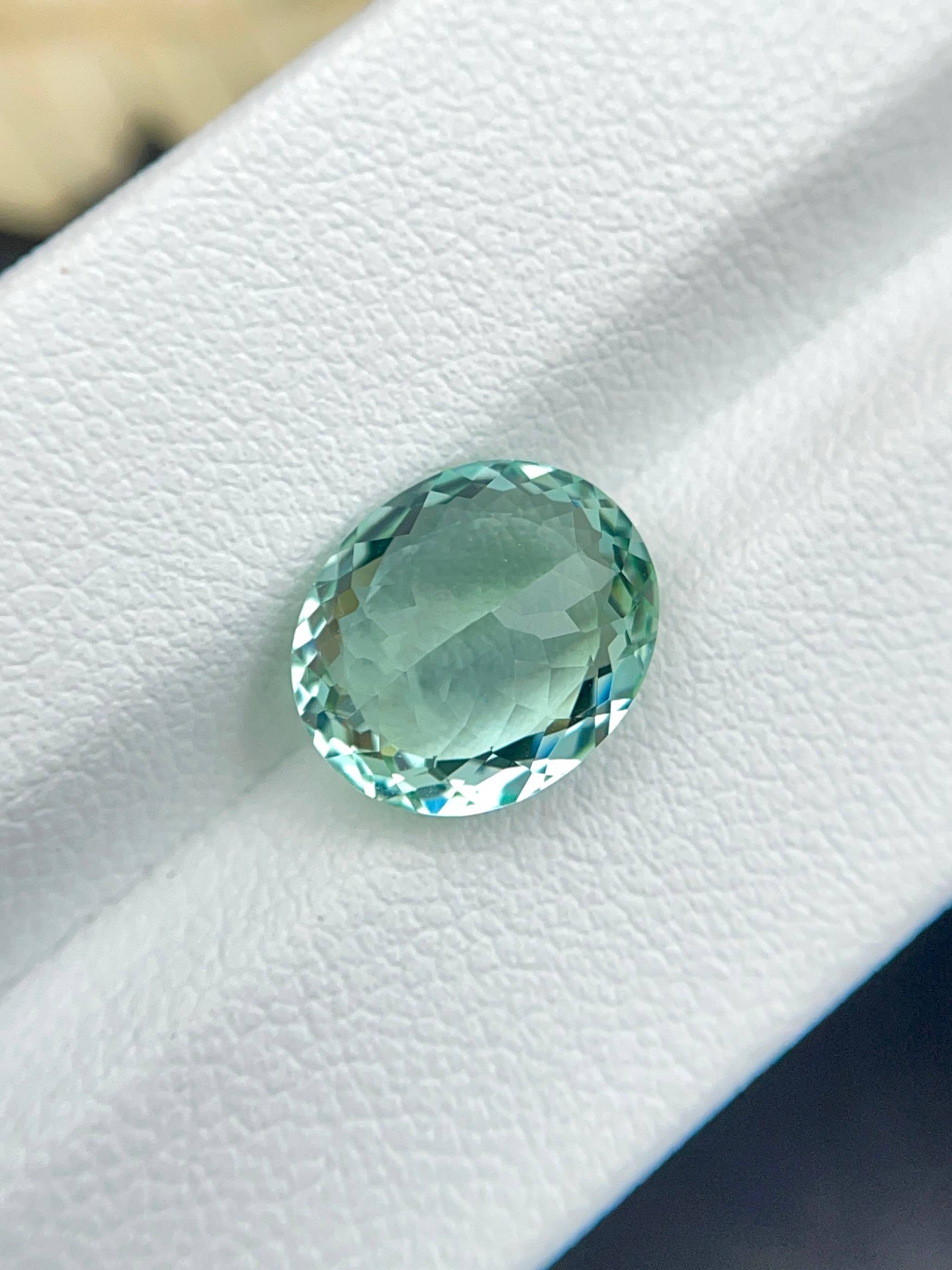 seafoam green paraiba tourmaline, 3.87ct oval cut — view 6