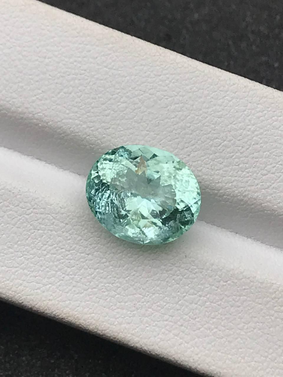 seafoam green paraiba tourmaline, 6.4ct oval cut — view 6