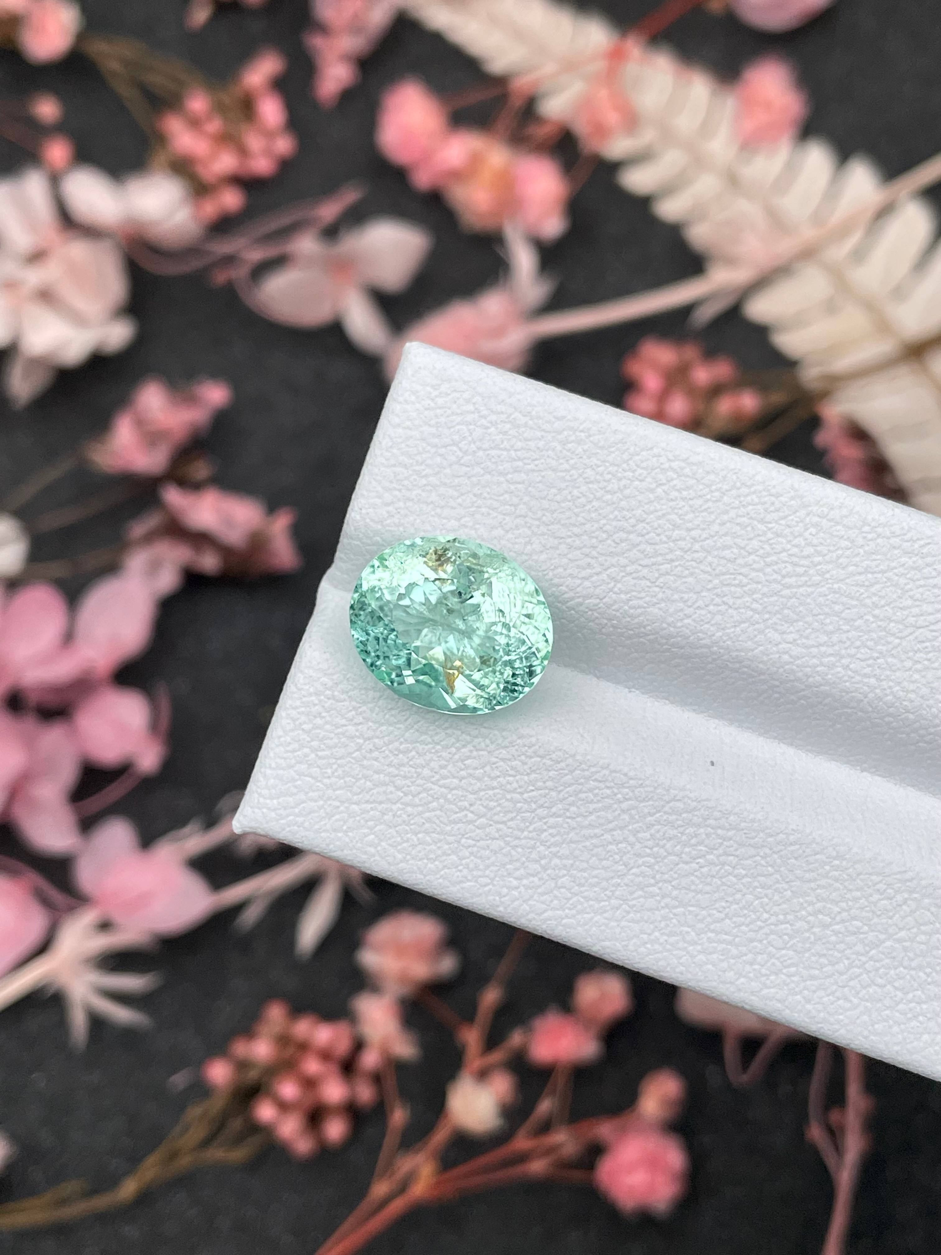 seafoam green paraiba tourmaline, 6.4ct oval cut — view 8