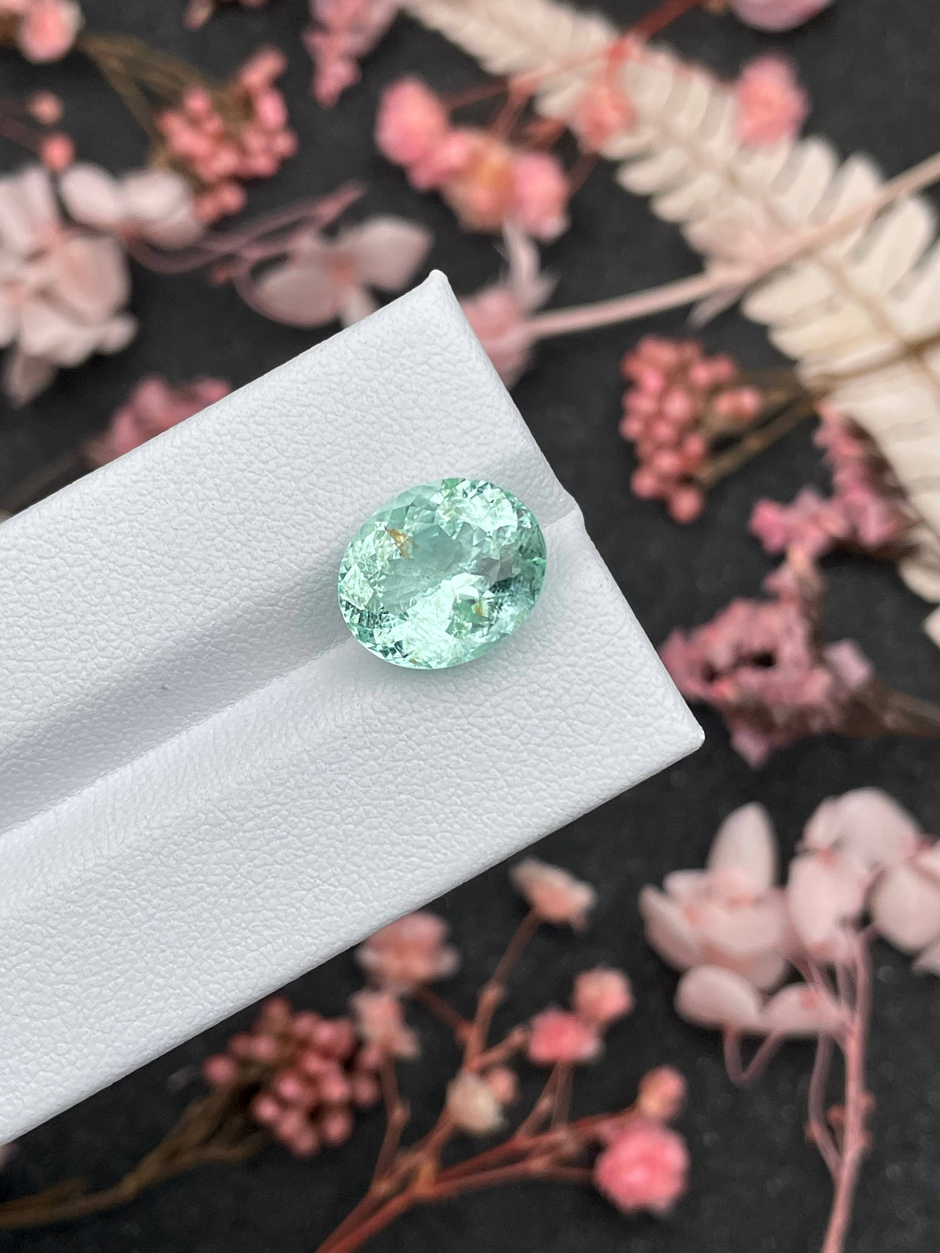 seafoam green paraiba tourmaline, 6.4ct oval cut — view 9
