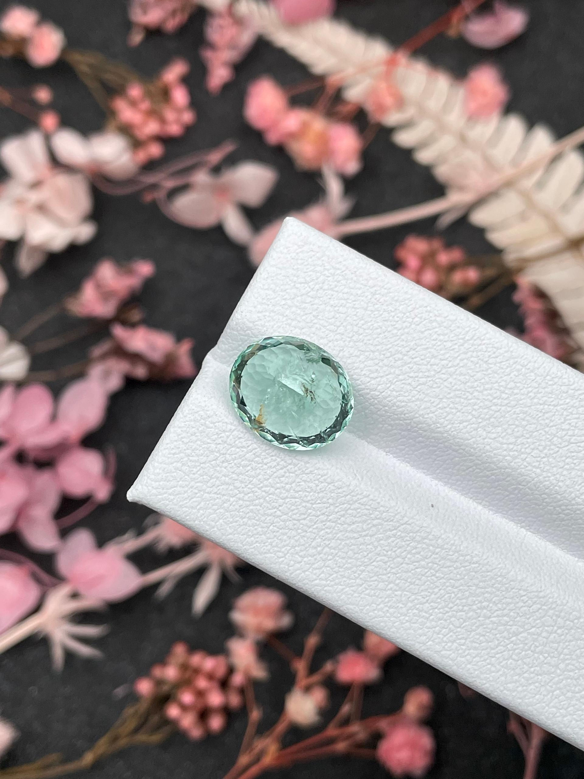 seafoam green paraiba tourmaline, 6.4ct oval cut — view 10