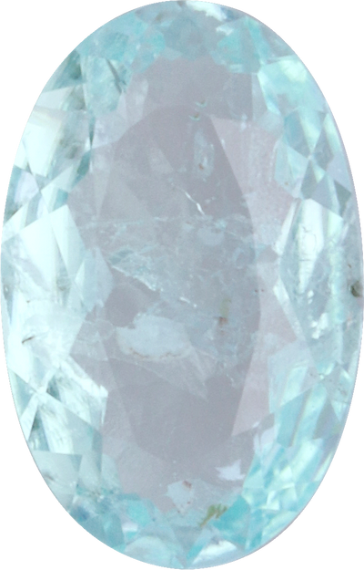 Oval cut paraiba tourmaline, 7.89 by 5.09 mm, shown at actual size