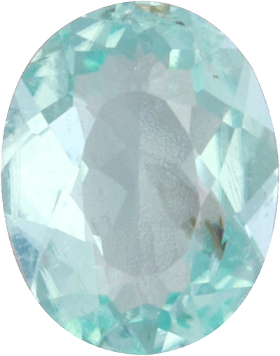 Oval cut paraiba tourmaline, 5.97 by 4.69 mm, shown at actual size