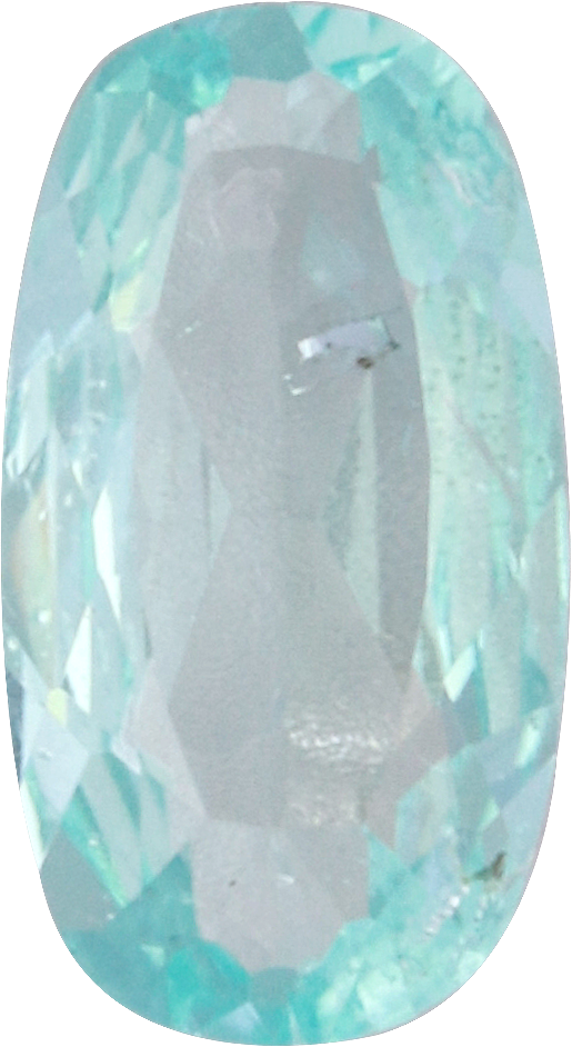 Cushion cut paraiba tourmaline, 6.64 by 3.66 mm, shown at actual size