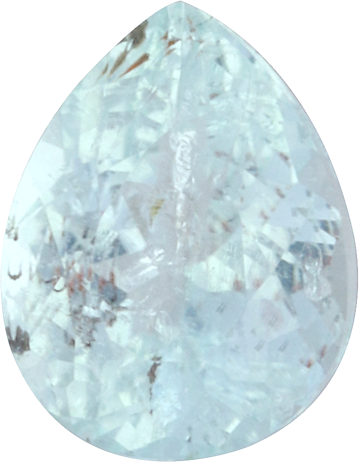 Pear cut paraiba tourmaline, 6.3 by 4.89 mm, shown at actual size