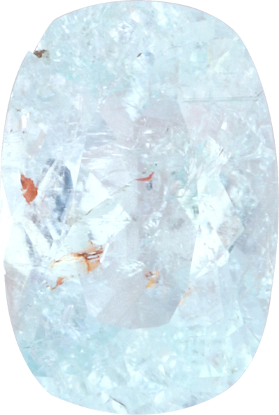 Cushion cut paraiba tourmaline, 8.83 by 5.95 mm, shown at actual size