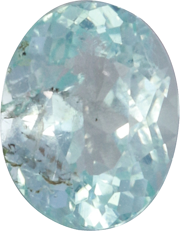 Oval cut paraiba tourmaline, 5.62 by 4.36 mm, shown at actual size