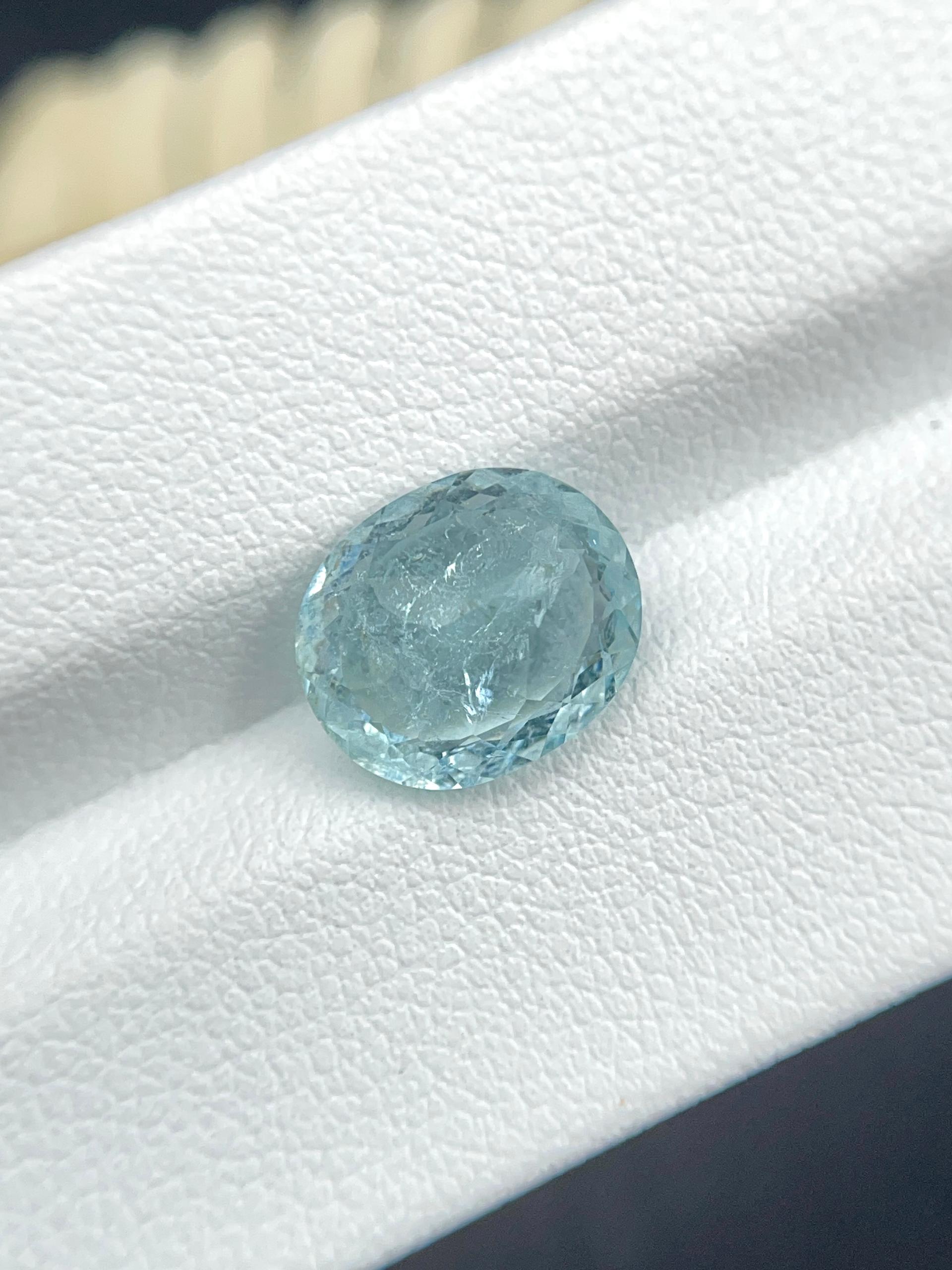 sky blue paraiba tourmaline, 3.49ct oval cut — view 6